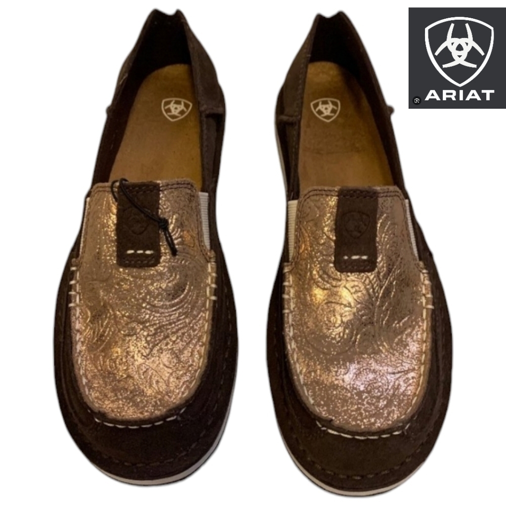 ARIAT Cruisers - Aztec Suede/Metallic Copper Floral Women's Size 8 New with Tags - Picture 2 of 5
